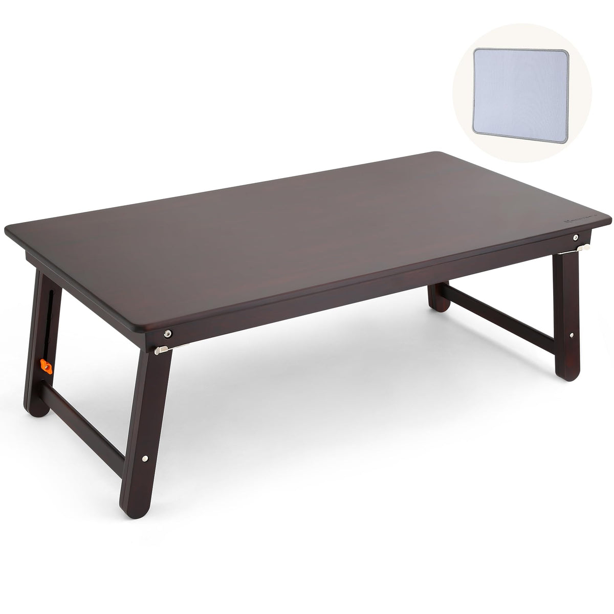 Nnewvante Large Size Floor Desk, Folding Low Coffee Table, No Assembly Required, Adjustable Floor Table for Breakfast Gaming Writing 33.5"x17.7" Black Walnut
