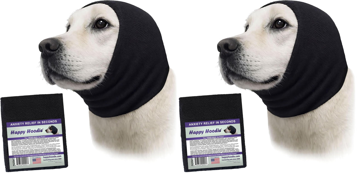 Happy Hoodie The Original Dog & Cat Calming Band - American Brand - Anxiety Relief/Noise Protection-Grooming-Thunder-Fireworks (Large, Blue) - Since 2008