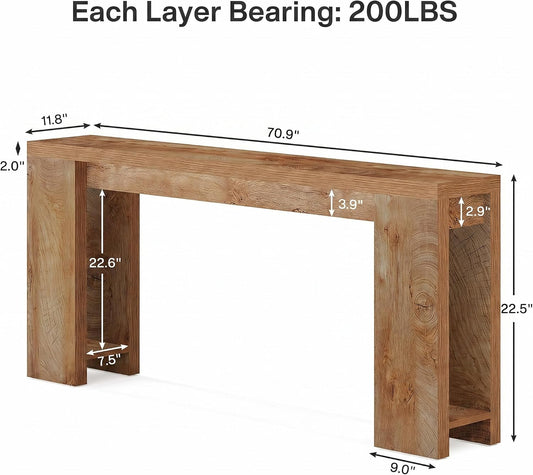 Tribesigns 70.9-Inch Extra Long Console Table, Farmhouse Wood Sofa Table Behind Couch, Narrow Entryway Accent Table for Living Room, Hallway, Entrance, Foyer, Light Oak Brown