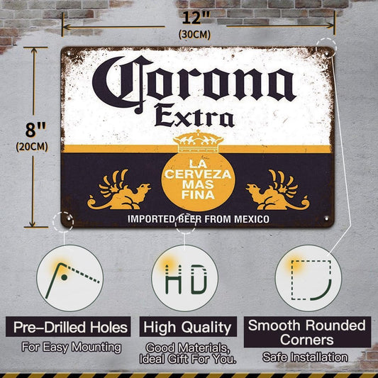 Bar Signs, Beer Signs for Man Cave, Corona Beer Signs Garage Decor Bar Decorations, 8x12 Inches Coors Light Beer Poster Metal Signs Bar Wall Decor Bar Decor for Pub Home House Coffee