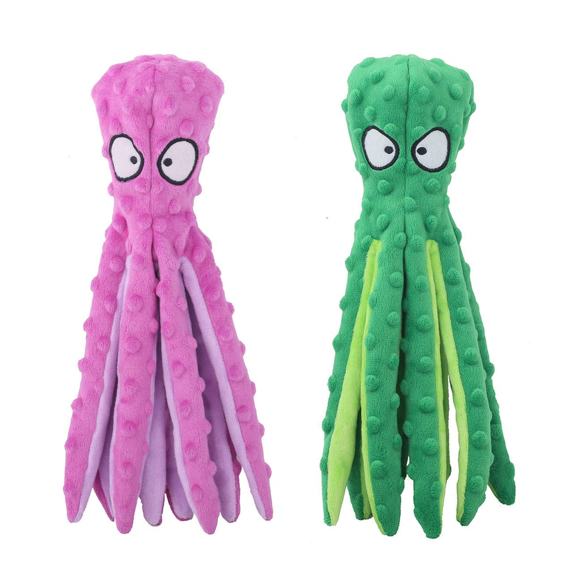 CPYOSN Dog Squeaky Toys Octopus - No Stuffing Crinkle Plush Toys for Puppy Teething, Durable Interactive Chew Toys for Small, Medium and Large Dogs Training and Reduce Boredom, 2 Pack