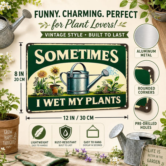 Funnysign Garden Gifts Sometimes I Wet My Plants Vintage Gardening Tin Sign for Home Garden Patio Greenhouse Yard Decor 8 X 12 Inch (3840)