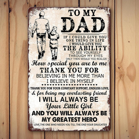 Masleo Vintage Metal Dad Sign, 8 x 12 inches, Decorative Signage for Father's Day or Birthday, Personalized Wall Decor