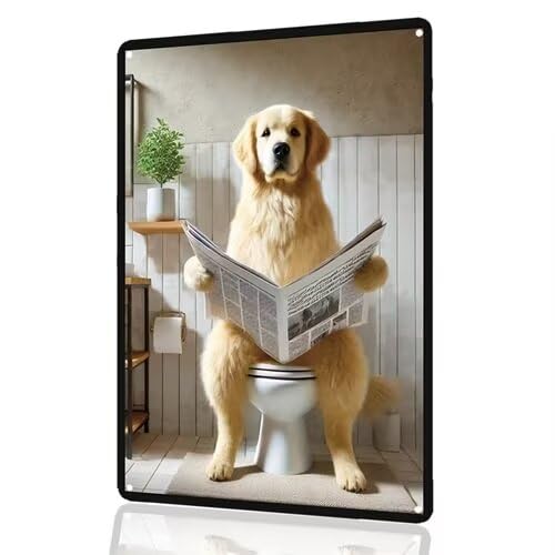 Chimpanzee Smoking Cigar in Bathtub Aluminum Tin Sign - 8x12 Inches Funny Bathroom Wall Decor, Quirky Animal Art
