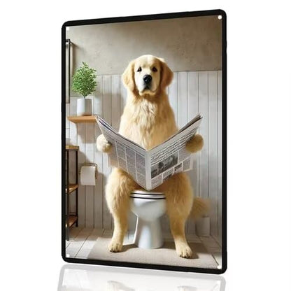 Chimpanzee Smoking Cigar in Bathtub Aluminum Tin Sign - 8x12 Inches Funny Bathroom Wall Decor, Quirky Animal Art