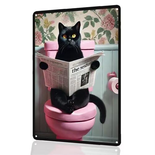 Chimpanzee Smoking Cigar in Bathtub Aluminum Tin Sign - 8x12 Inches Funny Bathroom Wall Decor, Quirky Animal Art