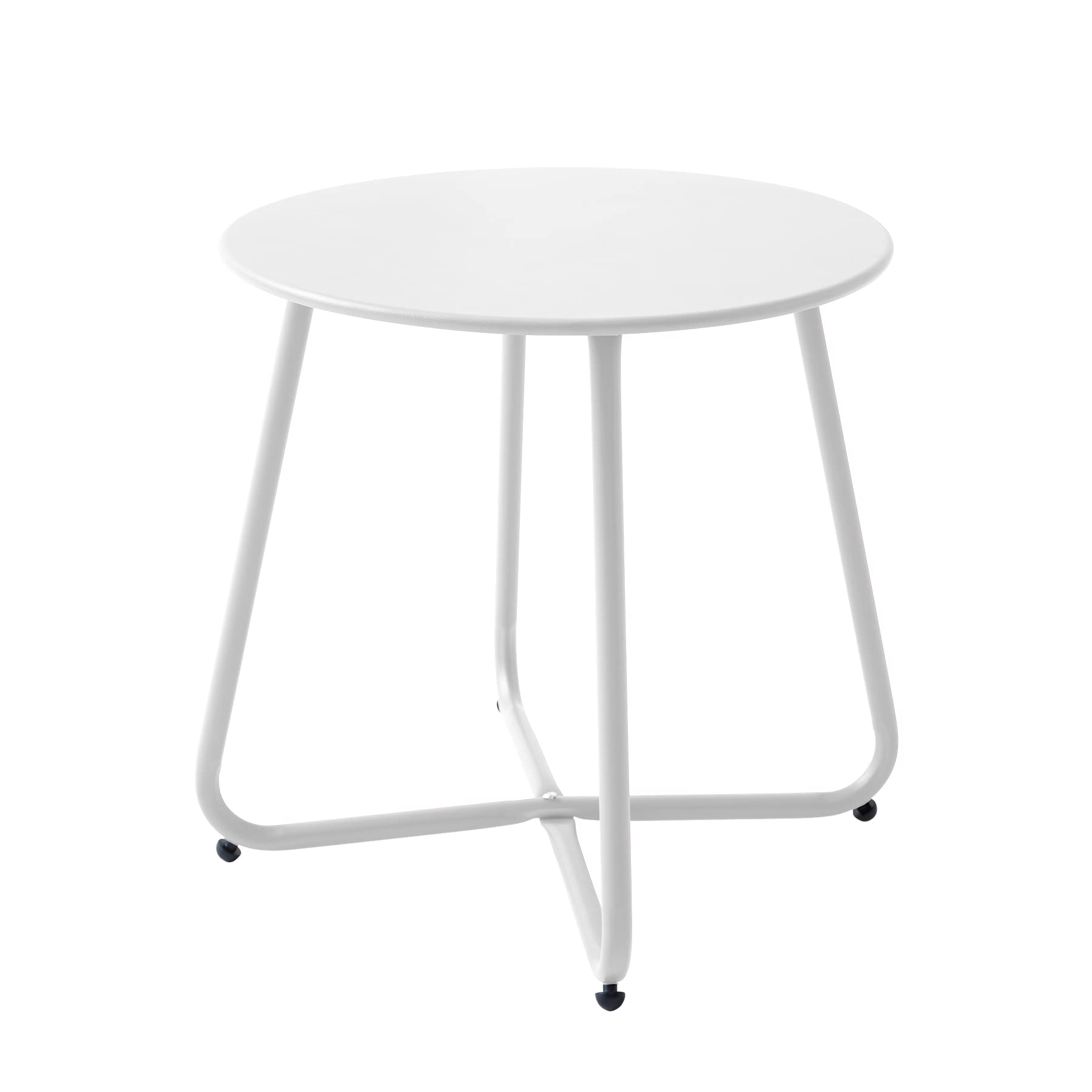 Meluvici Patio Small Side Table Waterproof Round Metal Steel Weather Resistant Portable Outdoor and Indoor End Table for Garden Balcony Yard, Black
