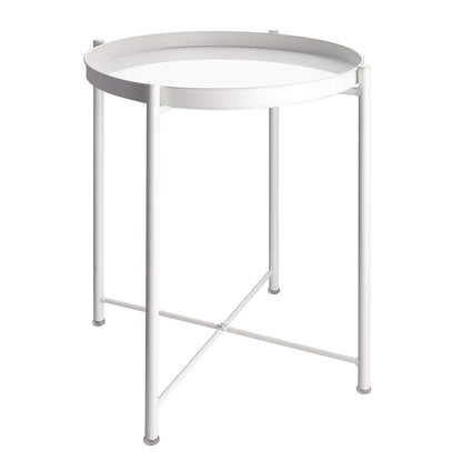 EKNITEY 2 Tier End Table - Metal Side Table Waterproof Small Sofa Coffee Side Tables Bedroom Indoor Outdoor with Removable Tray for Living Room Bedroom Balcony and Office (Black)