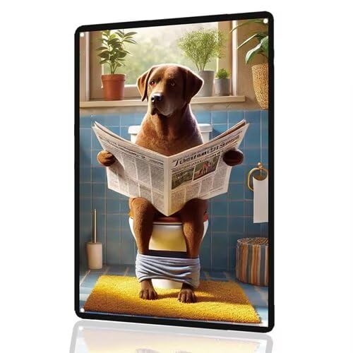 Chimpanzee Smoking Cigar in Bathtub Aluminum Tin Sign - 8x12 Inches Funny Bathroom Wall Decor, Quirky Animal Art