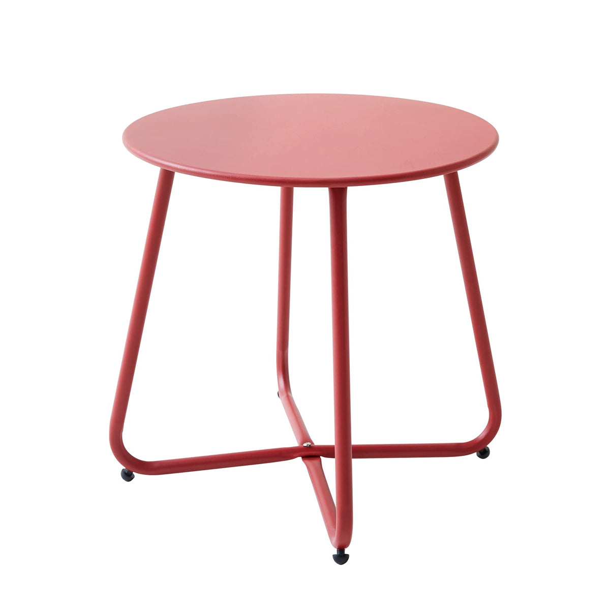 Meluvici Patio Small Side Table Waterproof Round Metal Steel Weather Resistant Portable Outdoor and Indoor End Table for Garden Balcony Yard, Black