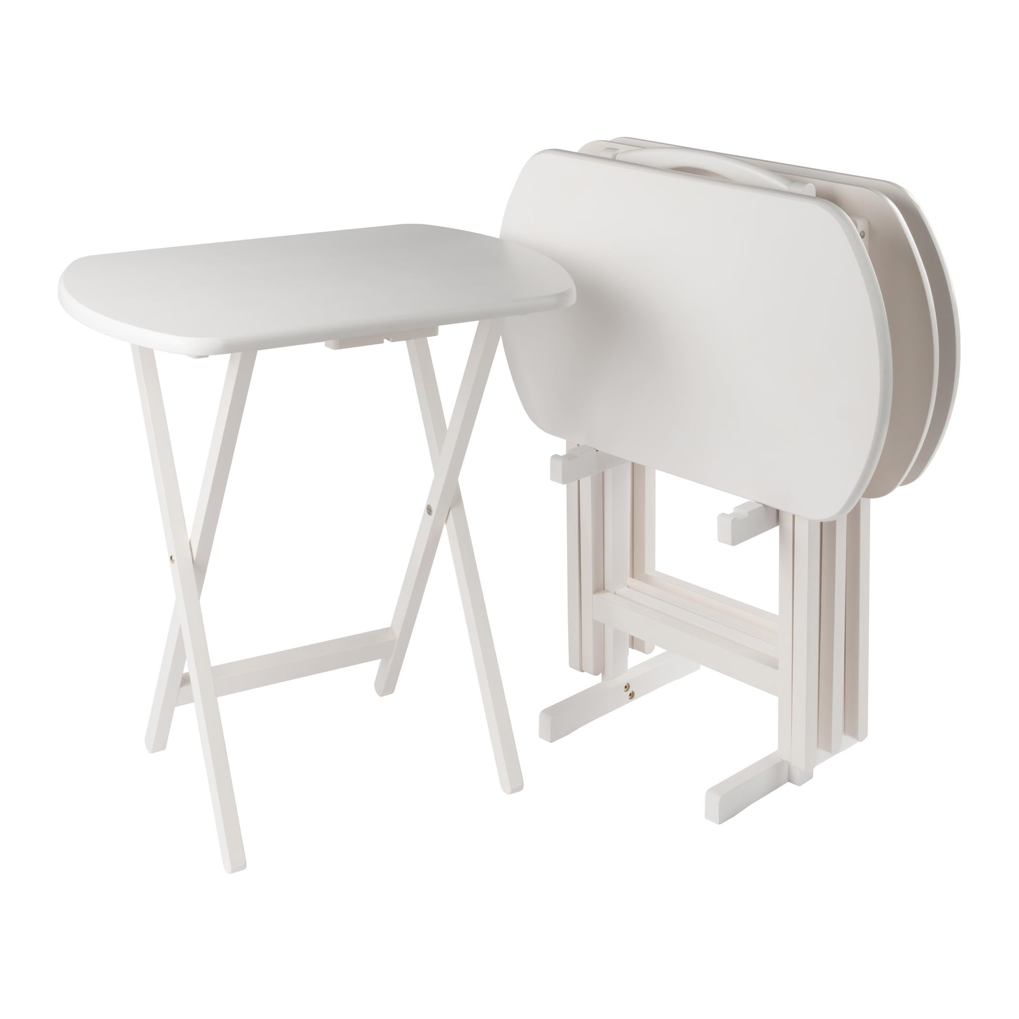 Winsome Corbett Set of 2 Oversized Foldable Snack Tables, Easy to Store Portable Fold Up Table Set for Kitchen, Living Room TV Dining, Crafts, Puzzles, Work From Home