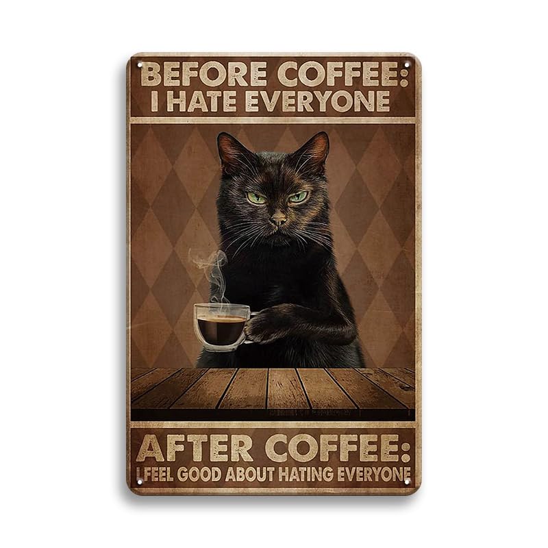 Funny Vintage Wall Decor Black Cat Metal Tin Sign,Don’t Tell Me What To Do, Black Cat Decor for Cat Lovers, Gift Cat Signs Stuff for Cat Lovers 8x12 Inches