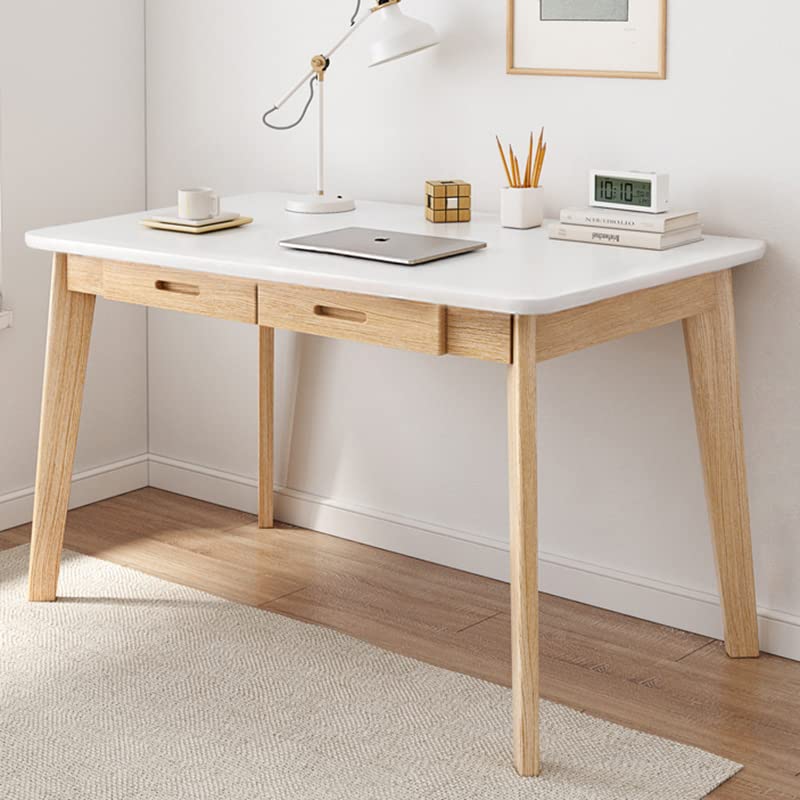 IOTXY Solid Wood Writing Desk - Home Office Workbench Desk with Drawer, 47.24" Width Laptop Computer Work Study Table