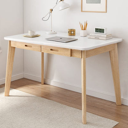 IOTXY Solid Wood Writing Desk - Home Office Workbench Desk with Drawer, 47.24" Width Laptop Computer Work Study Table