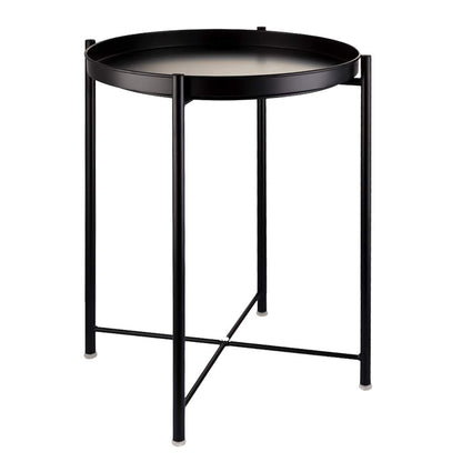 EKNITEY 2 Tier End Table - Metal Side Table Waterproof Small Sofa Coffee Side Tables Bedroom Indoor Outdoor with Removable Tray for Living Room Bedroom Balcony and Office (Black)