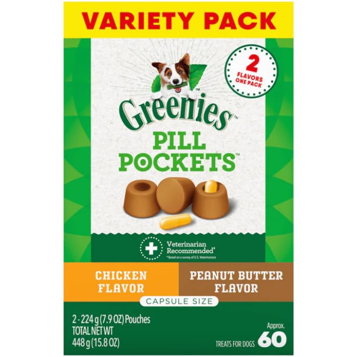 Greenies Pill Pockets for Dogs Large Size, Dog Treat Pouch for Capsule Medication, Peanut Butter Flavor, 15.8 oz. Pouch