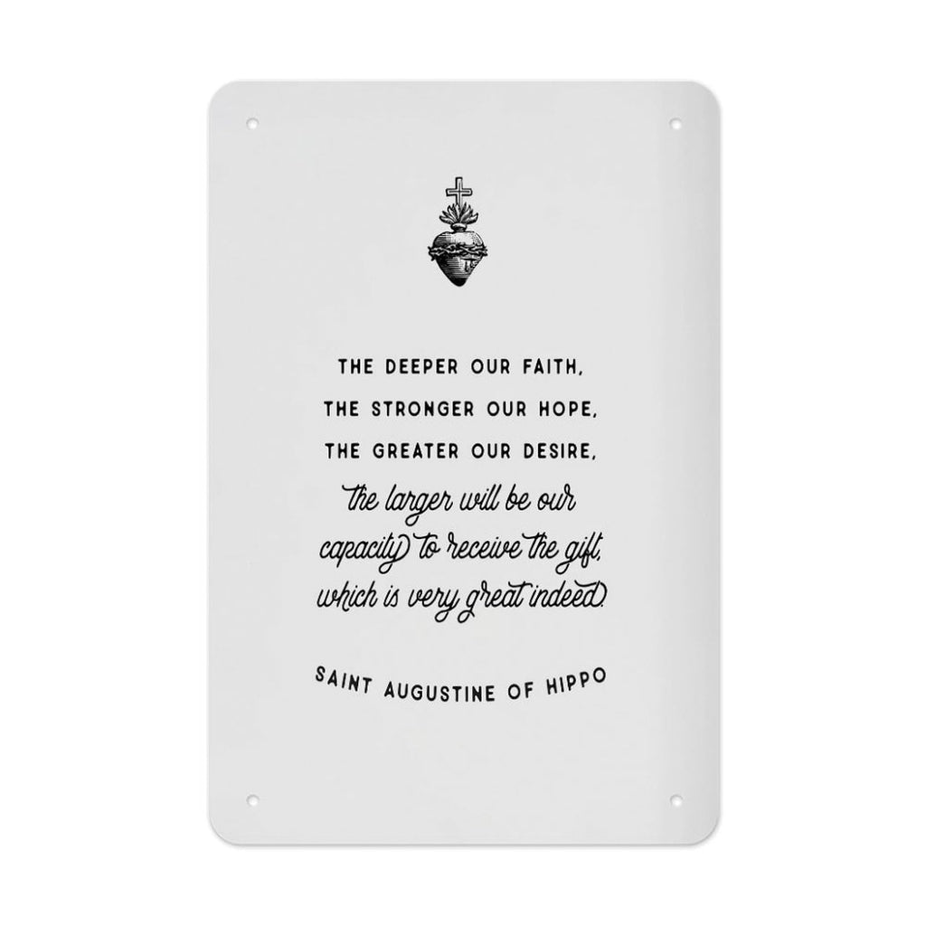 Catholic Saint Augustine Holy Spirit Prayer Metal Tin Sign Poster 12x8 Inch Black White Ornate Frame Dove Cross Wall Decor For Church Office Study Bedroom Faith Gift