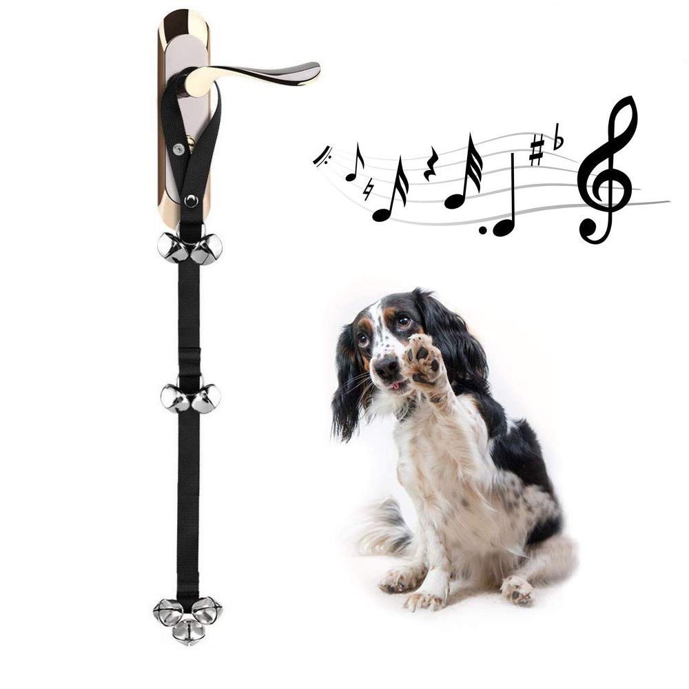 Leather Dog Doorbells for Door Knob, Adjustable Brass Potty Training Bells for Puppy to Go Outside, Easy Dog Door Bell for Potty Training