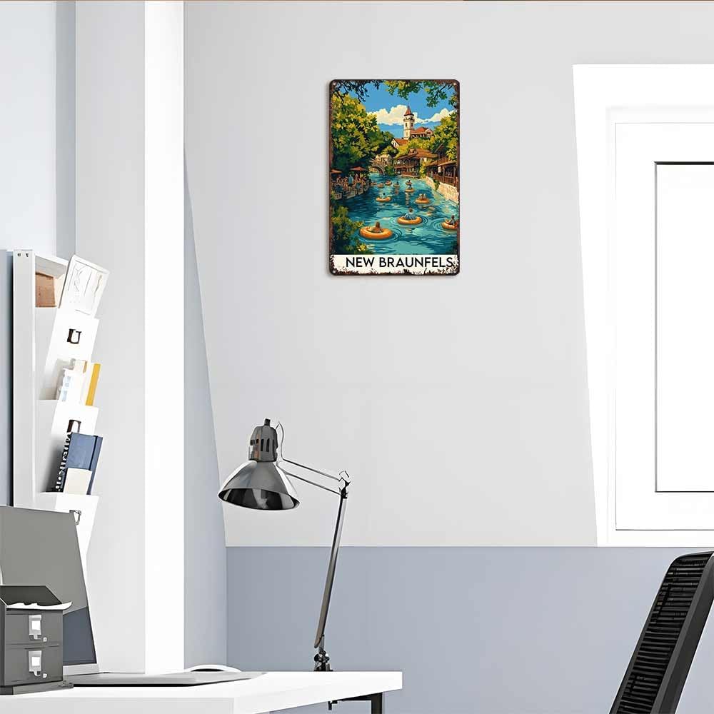 New Braunfels, Texas 8x12 Inch Aluminum Metal Tin Signs Funny Vintage Poster-For Living Bathroom Room Kitchen Bedroom Garden Wall Decor
