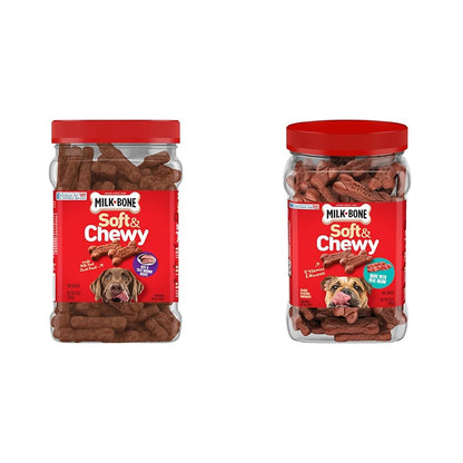 Milk-Bone Soft & Chewy Dog Treats, Made with Real Beef & Filet Mignon, 25 Ounce Canister