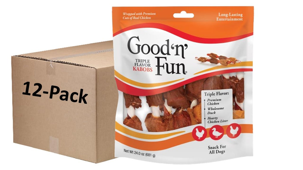 Good 'n' Fun Kabobs Long-Lasting Dog Treat, With Real Proteins, Beef Hide and Premium Chicken, Supports Dental Health, Mental Stimulation, 24 oz