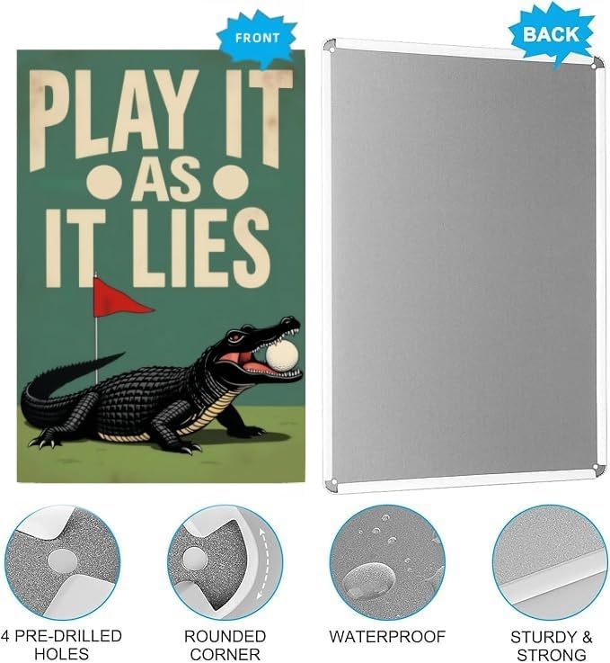 Golf Wall Decor Sign - Funny Tin Sign - Vintage Style Metal Plaque for the Man Den, Club, Bar or Sports Room, 8x12 Inch