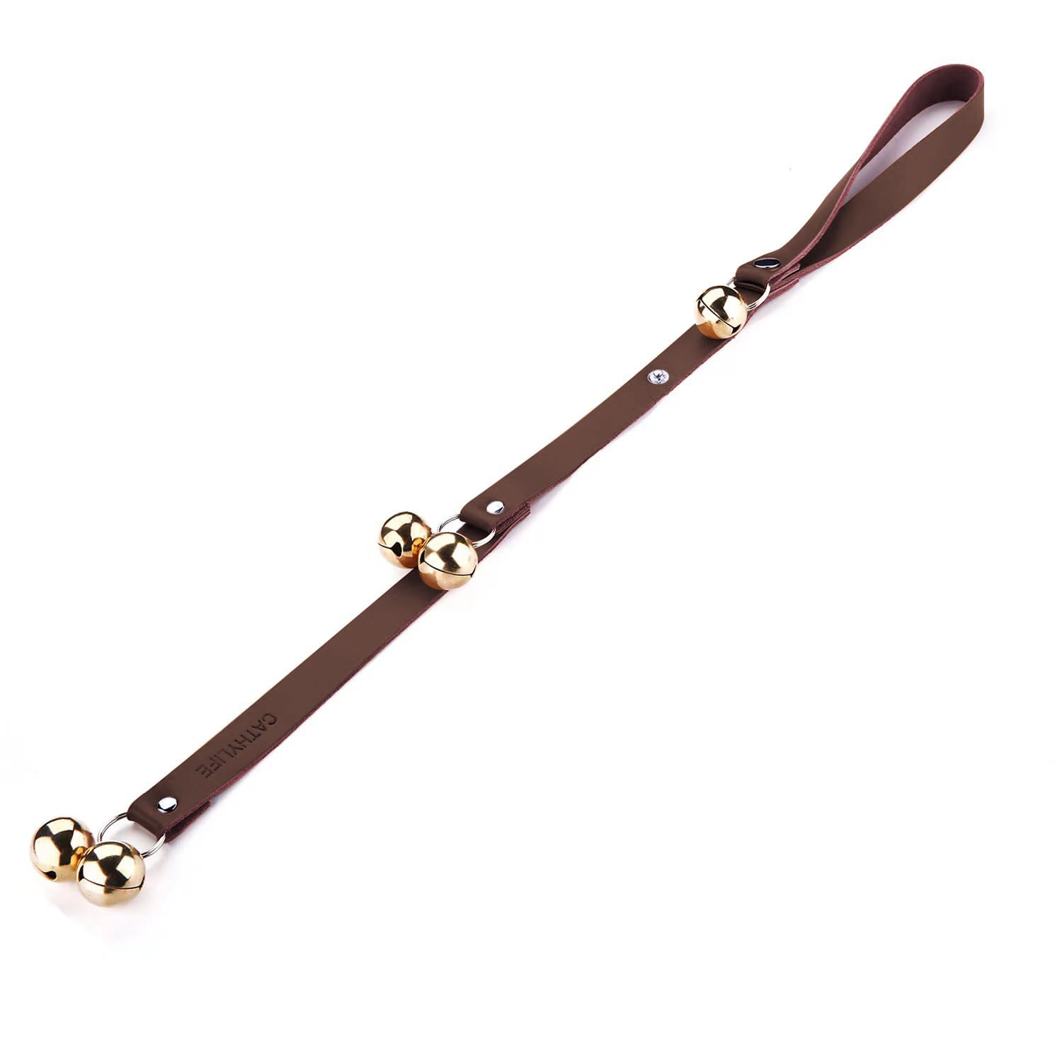 Leather Dog Doorbells for Door Knob, Adjustable Brass Potty Training Bells for Puppy to Go Outside, Easy Dog Door Bell for Potty Training