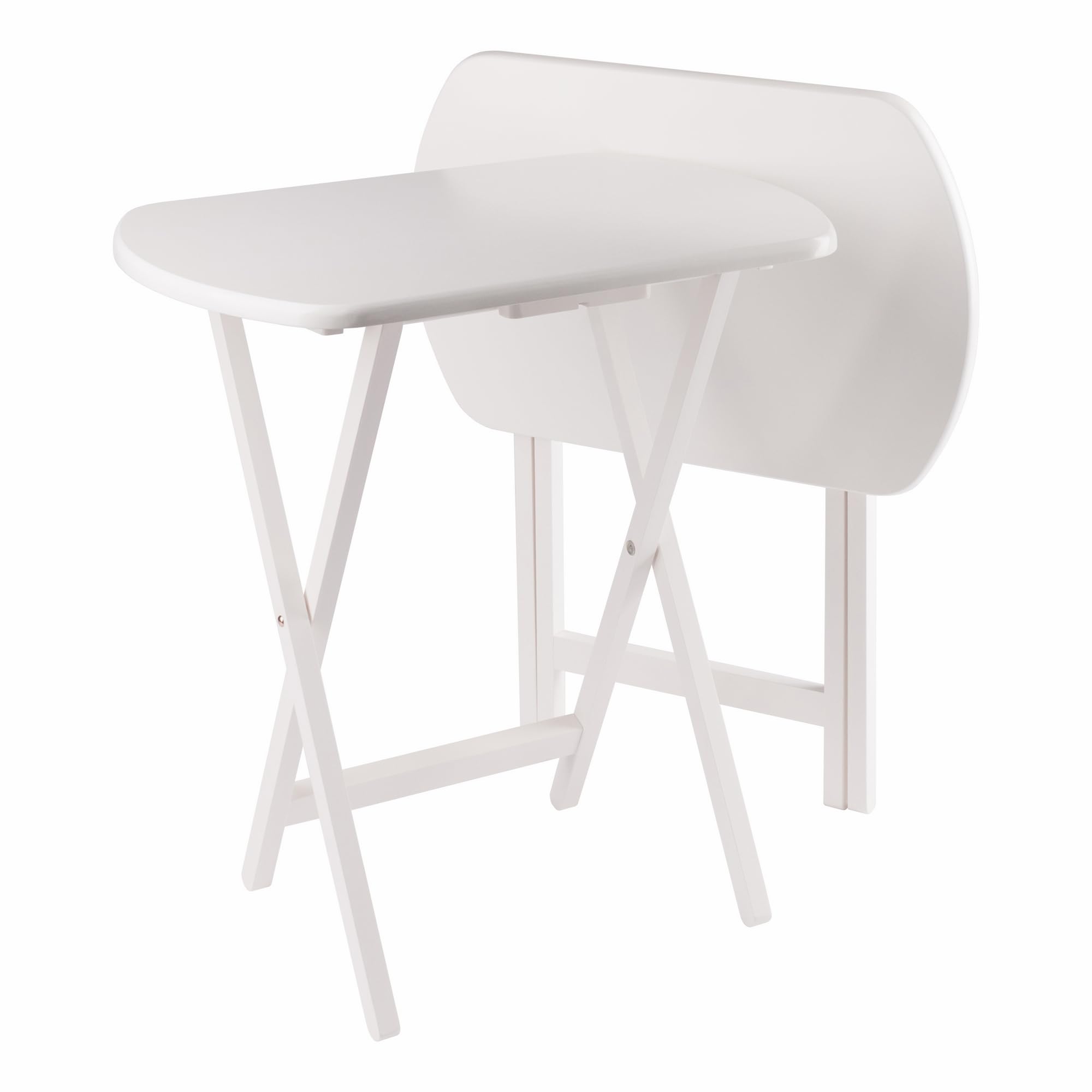 Winsome Corbett Set of 2 Oversized Foldable Snack Tables, Easy to Store Portable Fold Up Table Set for Kitchen, Living Room TV Dining, Crafts, Puzzles, Work From Home