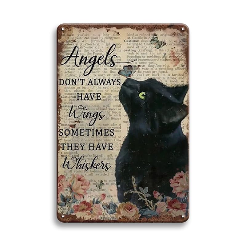Funny Vintage Wall Decor Black Cat Metal Tin Sign,Don’t Tell Me What To Do, Black Cat Decor for Cat Lovers, Gift Cat Signs Stuff for Cat Lovers 8x12 Inches