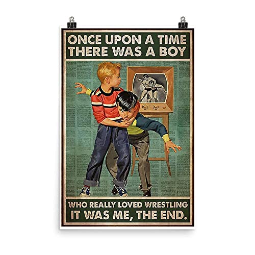Retro Metal Tin Sign The Kids Love Wrestling – There was A Boy, Who Really Love Wrestling Poster Music Bar Club Men's Cave Art Decor Wall Poster Gift - 8x12 Inch