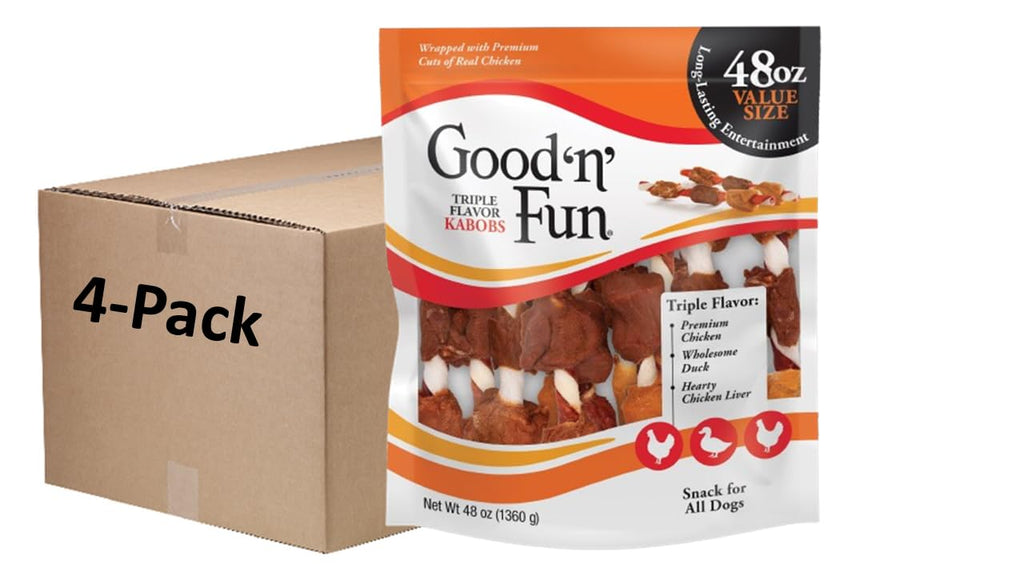 Good 'n' Fun Kabobs Long-Lasting Dog Treat, With Real Proteins, Beef Hide and Premium Chicken, Supports Dental Health, Mental Stimulation, 24 oz