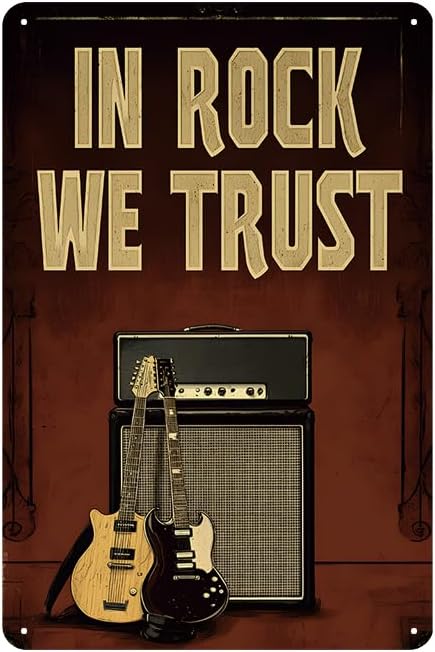 Metal Vintage Tin Signs In Rock We Trust Wall Decor Art Posters Home Decor Man Cave Kitchen Bar Pub Cafe, 8x12in