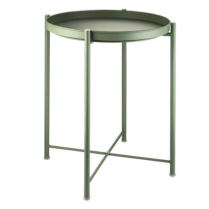 EKNITEY 2 Tier End Table - Metal Side Table Waterproof Small Sofa Coffee Side Tables Bedroom Indoor Outdoor with Removable Tray for Living Room Bedroom Balcony and Office (Black)