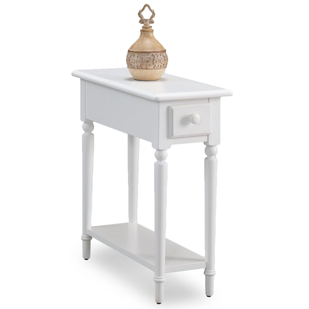 Leick Home Mission End Table, Solid Wood, 1 Storage Drawer, Bottom Display Shelf, Narrow, Slatted Sides, Easy-Assembly, Medium Oak, 22.5 in L x 12 in W x 24 in H, 8202