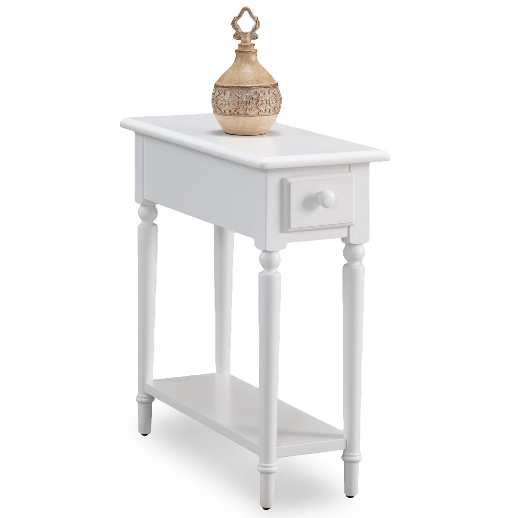 Leick Home Mission End Table, Solid Wood, 1 Storage Drawer, Bottom Display Shelf, Narrow, Slatted Sides, Easy-Assembly, Medium Oak, 22.5 in L x 12 in W x 24 in H, 8202