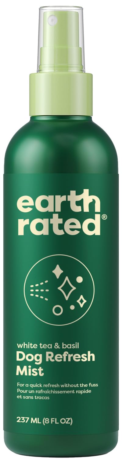 Earth Rated Dog Deodorizing Conditioner Spray, Conditioning & Odor-Eliminating Perfume for Dogs, for All Coat Types, Refreshing White Tea & Basil Scent, 8 oz