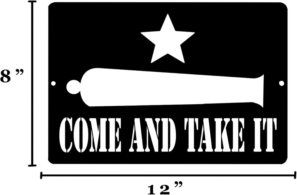 Rogue River Tactical Texas Gonzales Come and Take It Flag Metal Tin Sign Wall Decor Man Cave Bar Texans Lone Star
