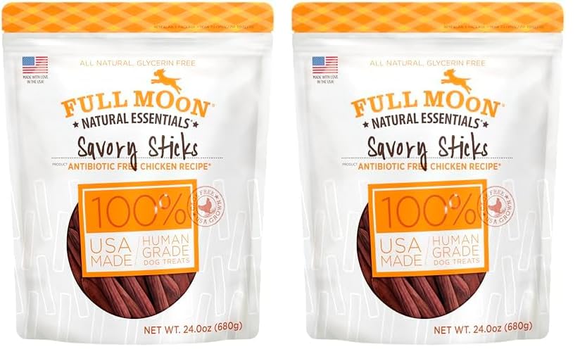 Full Moon All Natural Human Grade Dog Treats, Essential Beef Savory Sticks, 22 Ounce, 1.375 Pound (Pack of 1)