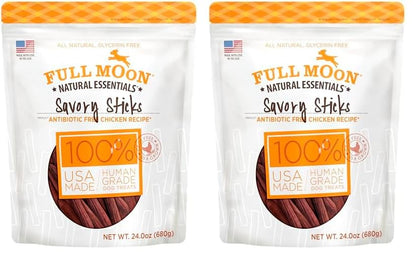 Full Moon All Natural Human Grade Dog Treats, Essential Beef Savory Sticks, 22 Ounce, 1.375 Pound (Pack of 1)