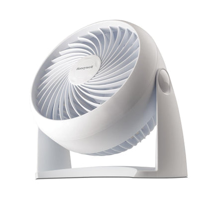 Honeywell TurboForce Air Circulator, Small Tabletop Fan, Quiet Personal Fan for Home or Office, 3 Speeds, 90 Degree Pivoting Head, White, HT-904