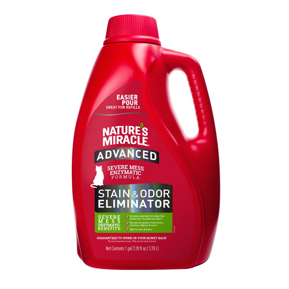 Nature's Miracle Advanced Cat Stain and Odor Eliminator Spray, Severe Mess Enzymatic Formula For Tough Pet Messes, 32 oz