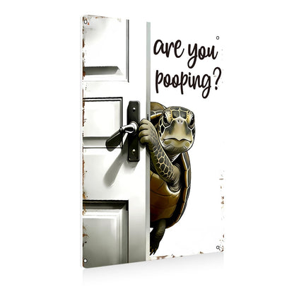 BEASTZHENG Funny Gothic Bathroom Home Decor Metal Tin Sign: Funny "Are You Pooping?" Bathroom Wall Art Decor Sign for Skull Lovers 8 X 12 Inches