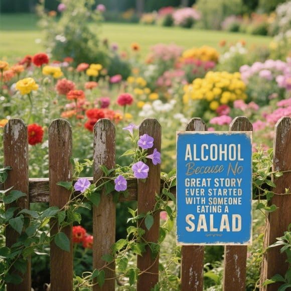 Vintage Bar Tin Sign – Funny Drinking Quote Metal Wall Decor for Home Bar, Kitchen, or Man Cave – 8x12 Inch Retro Alcohol Plaque