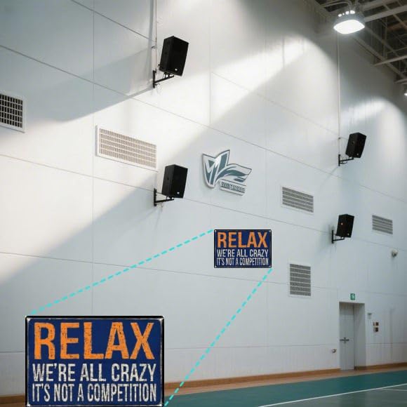Vintage Metal Sign – “Relax, We're All Crazy. It's Not a Competition” Funny Quote – 8x12 Inch Tin Wall Decor for Home, Dorm, Cafe,