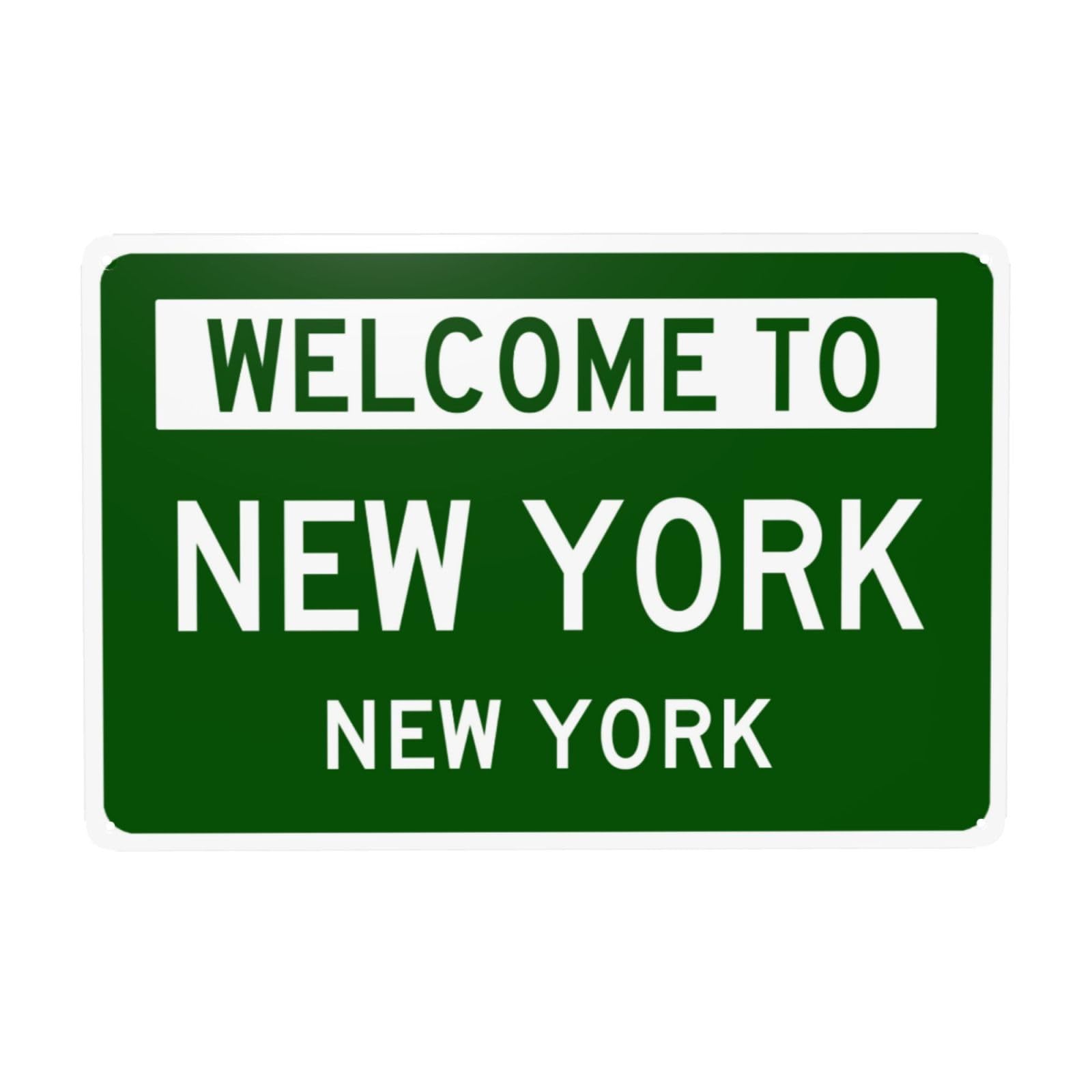 Vintage Metal Signs, Welcome to New York Retro Tin Sign, Home Bar Garage Man Cave Street Wall Decor Art, Present Gift for Friends, Housewarming 12 x 8 inch