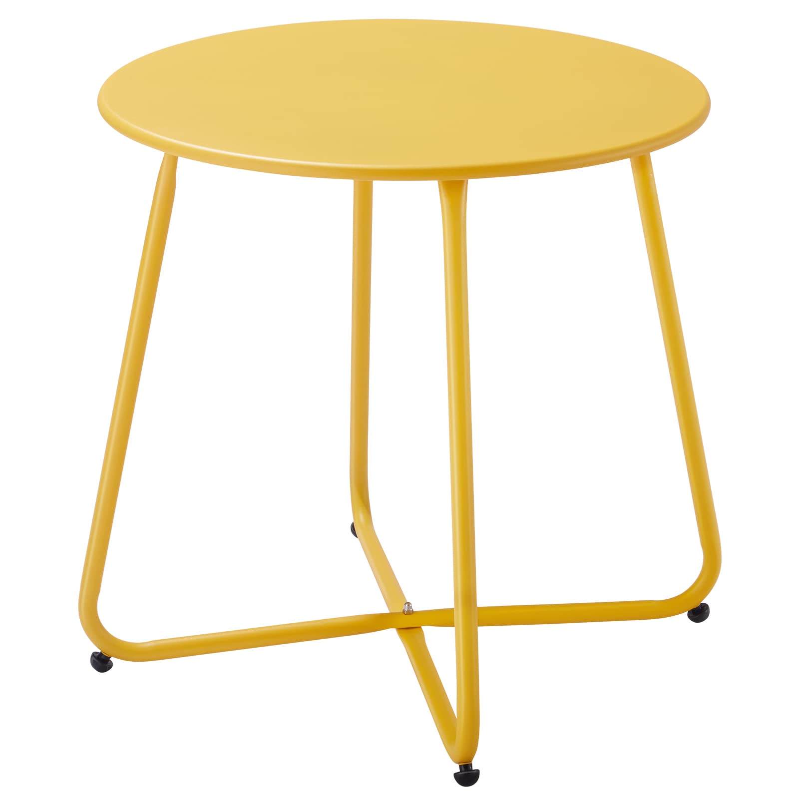Meluvici Patio Small Side Table Waterproof Round Metal Steel Weather Resistant Portable Outdoor and Indoor End Table for Garden Balcony Yard, Black