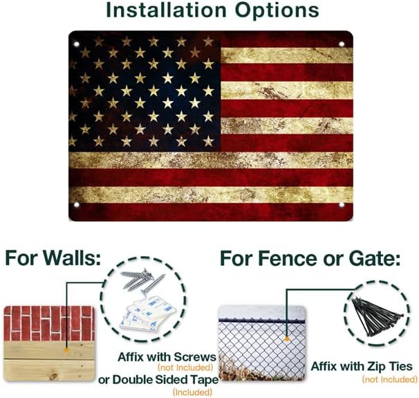 Vintage Tin Sign USA American Flag Metal Tin Sign Wall Decor Metal Plaque 8X12inches Wall Art Store Shop Bar Cave