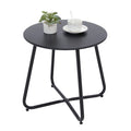 Outdoor Table Small Patio Side Table, Round Metal Side Table, Weatherproof, Portable, Outdoor End for Garden, Balcony, Yard (Black)