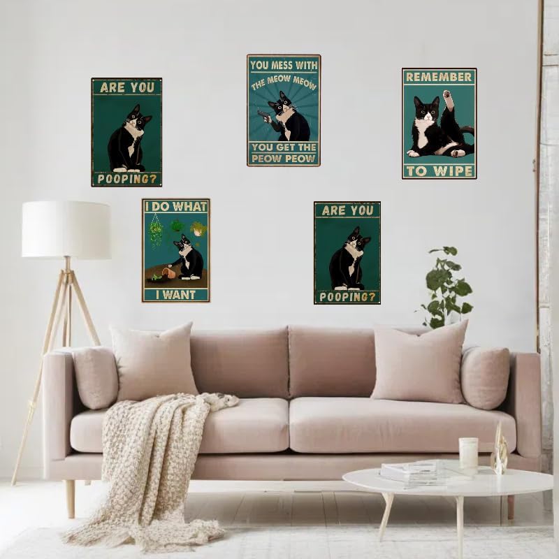 You mess with cat get the peowpeow Signs Metal cats signs Tin Sign 12 x 8Inch
