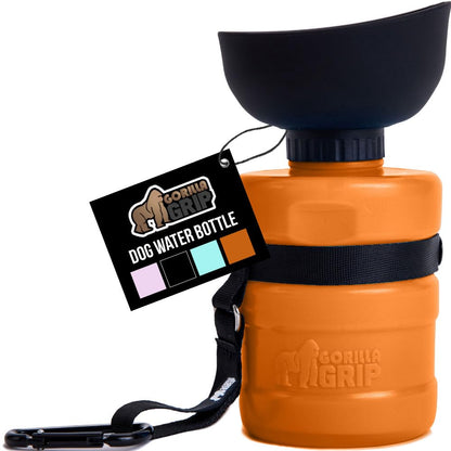 GORILLA GRIP Dog Water Bottle, Portable Water Bowl Dispenser for Dogs, 20 oz Leak Proof Pet Travel Squeeze Bottles, Food Grade Silicone, to Go Puppy Essentials, Hiking Camping Trip Accessories, Pink
